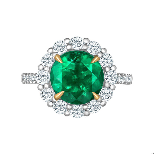 Emilio Jewelry 5.46 Carat Certified Colombian Emerald Diamond Ring