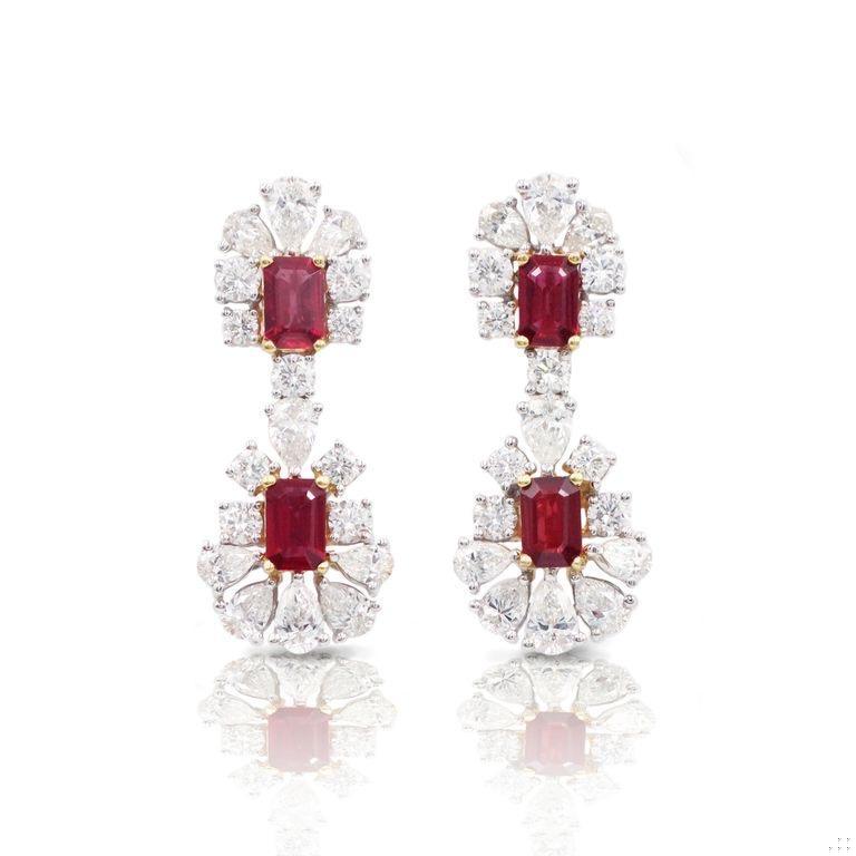 Emilio Jewelry 5.80 Carat Ruby Diamond Earrings