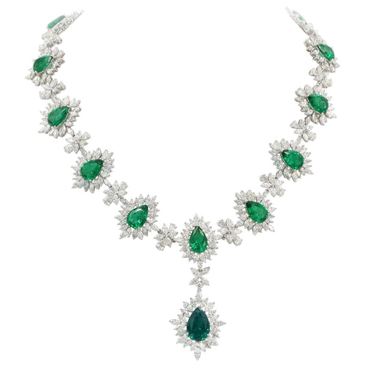 Emilio Jewelry 66.00 Carat Emerald Diamond Necklace