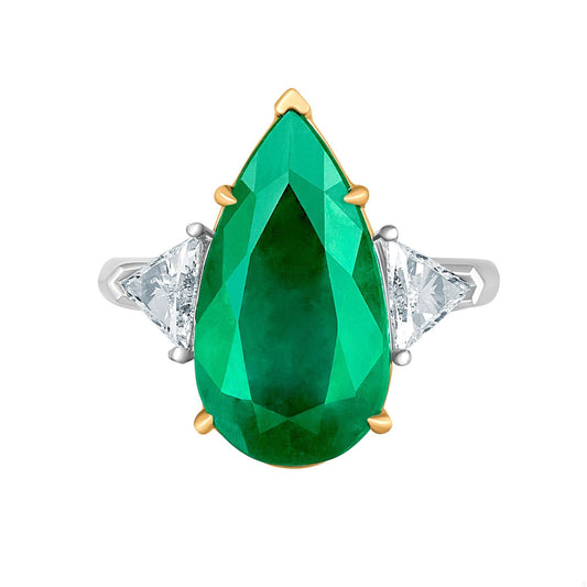 Emilio Jewelry 6.98 Carat Colombian Emerald Diamond Ring