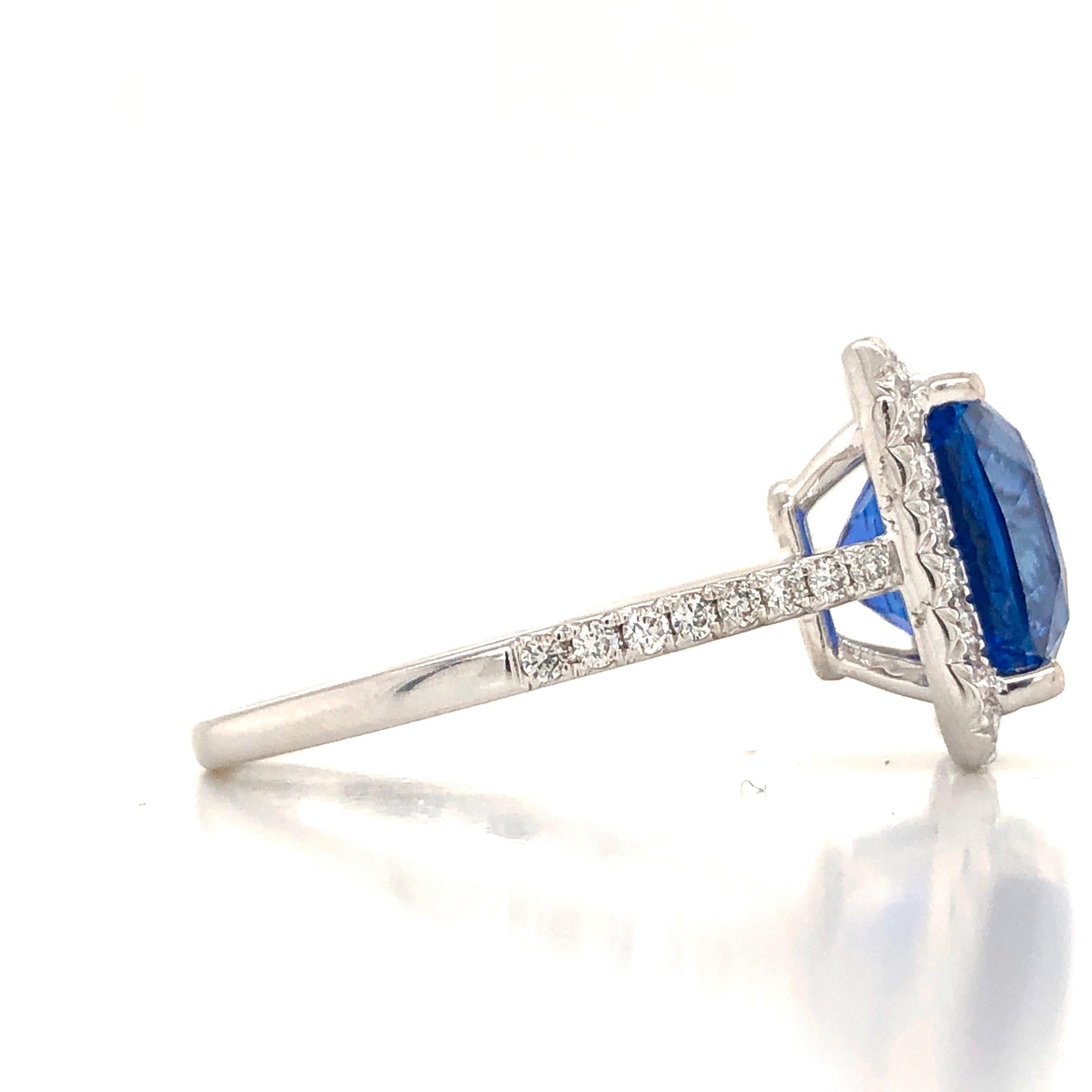 Emilio Jewelry 7.69 Carat AGL Certified Radiant Sapphire Diamond Ring