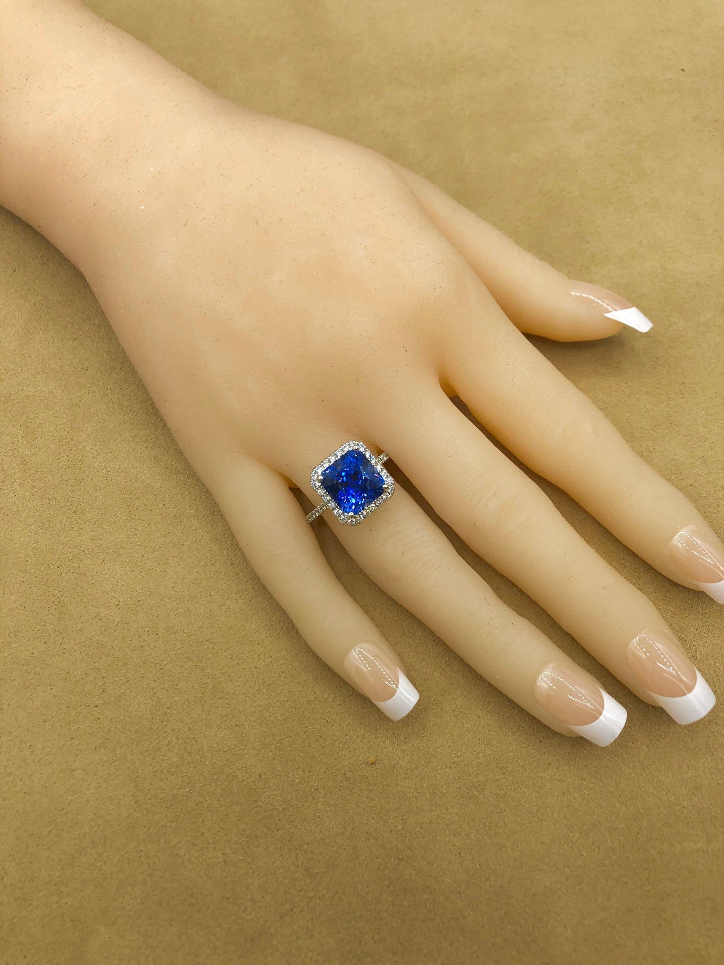 Emilio Jewelry 7.69 Carat AGL Certified Radiant Sapphire Diamond Ring