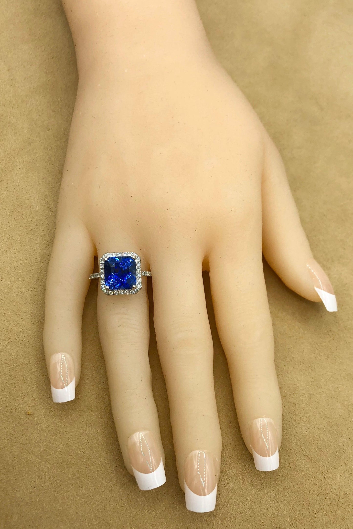 Emilio Jewelry 7.69 Carat AGL Certified Radiant Sapphire Diamond Ring