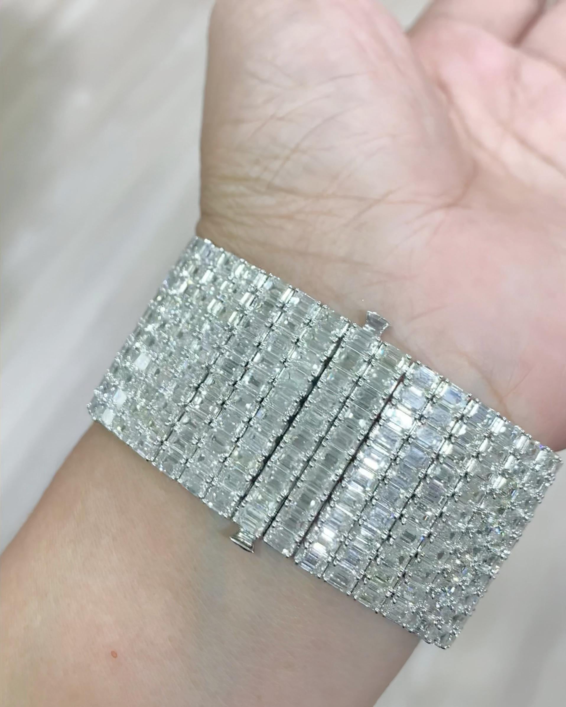 Emilio Jewelry 76 Carat Emerald Cut Diamond Bracelet Cuff