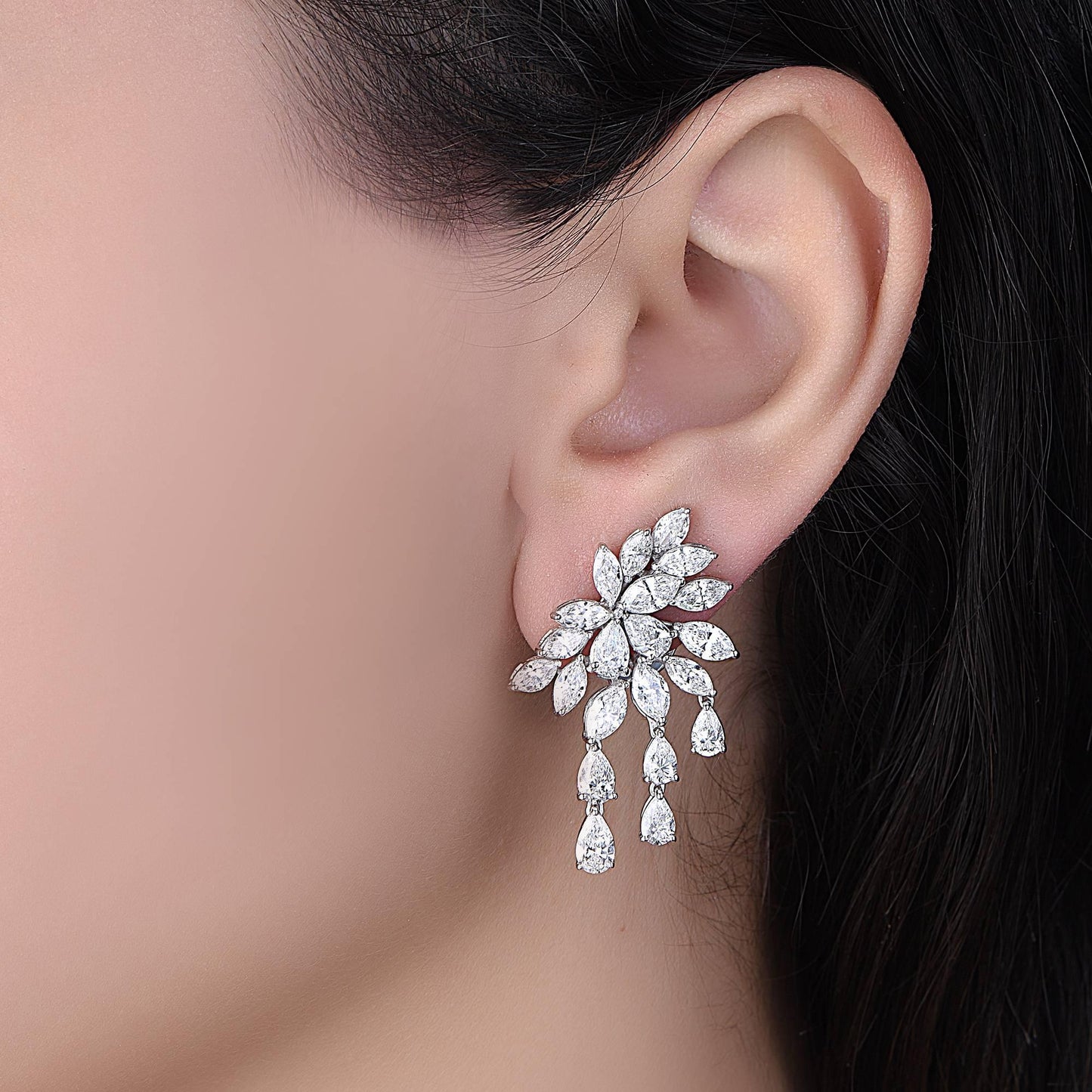 Emilio Jewelry 8.06 Carat Fancy Clustered Diamond Earring