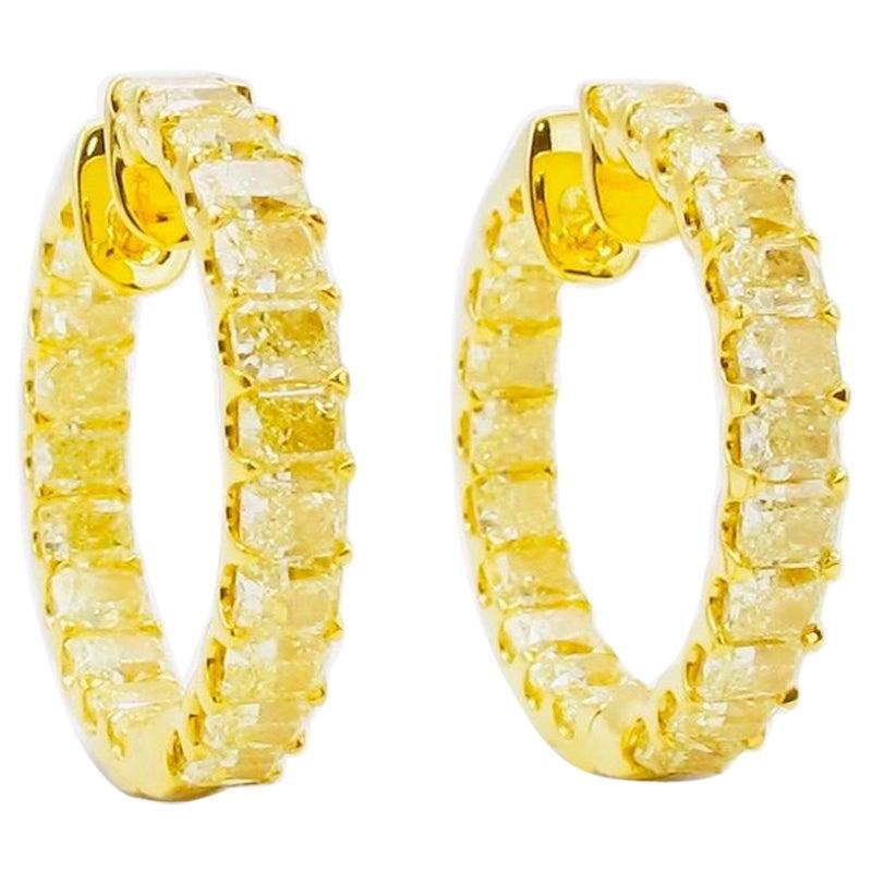 Emilio Jewelry 8.64 Carat Yellow Diamond Hoop Earrings