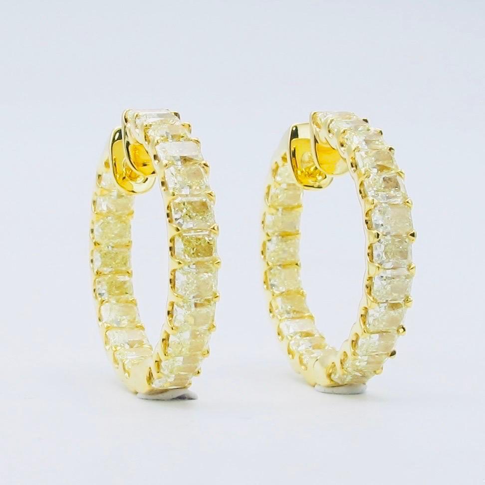 Emilio Jewelry 8.64 Carat Yellow Diamond Hoop Earrings