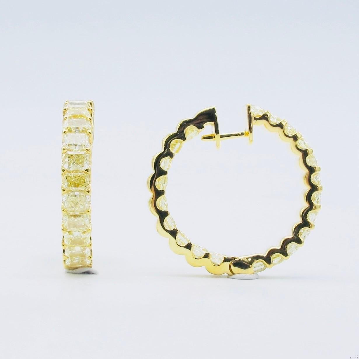 Emilio Jewelry 8.64 Carat Yellow Diamond Hoop Earrings