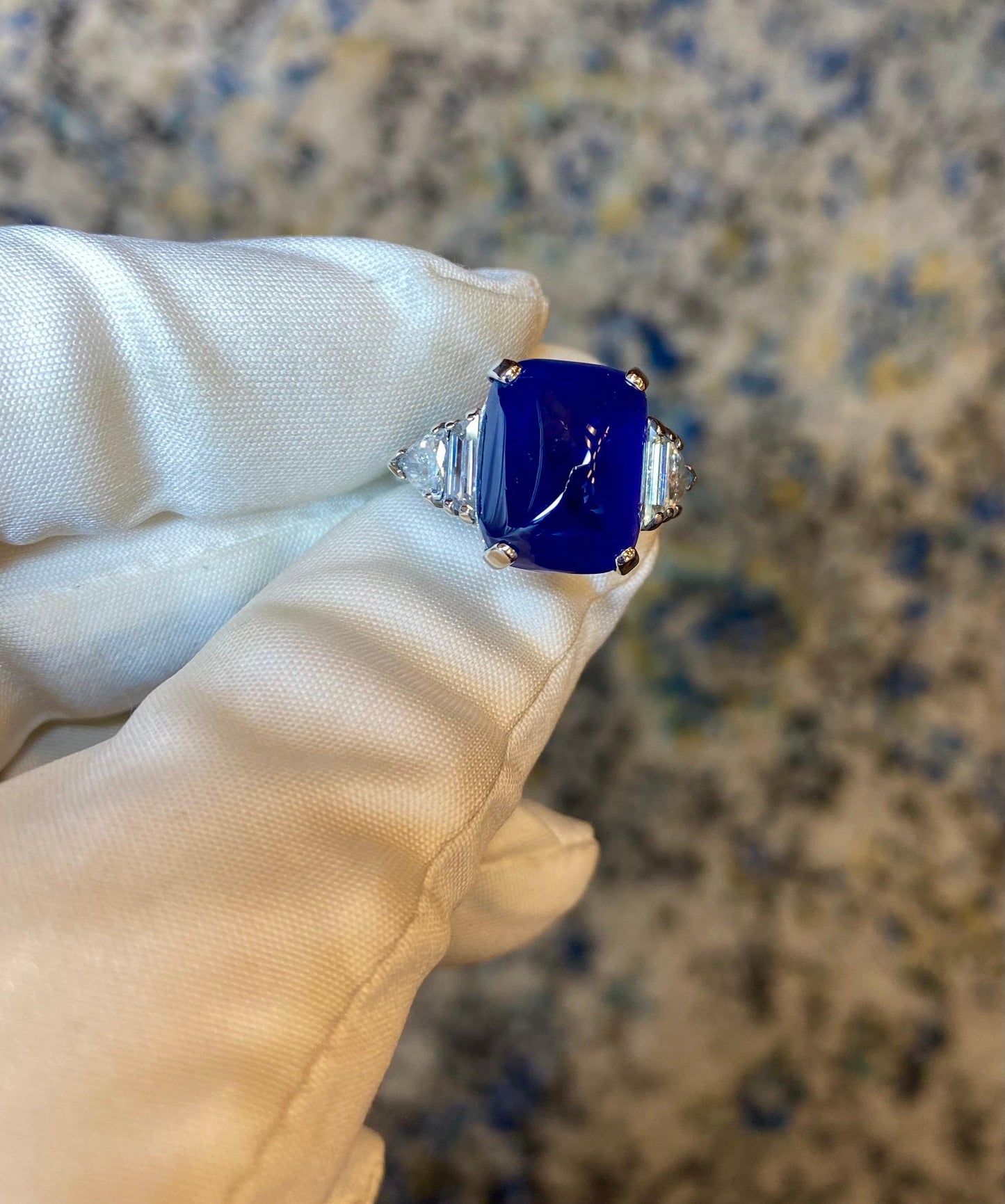 Emilio Jewelry AGL Certified 16.71 Carat Burma No Heat Sugar Loaf Sapphire Ring