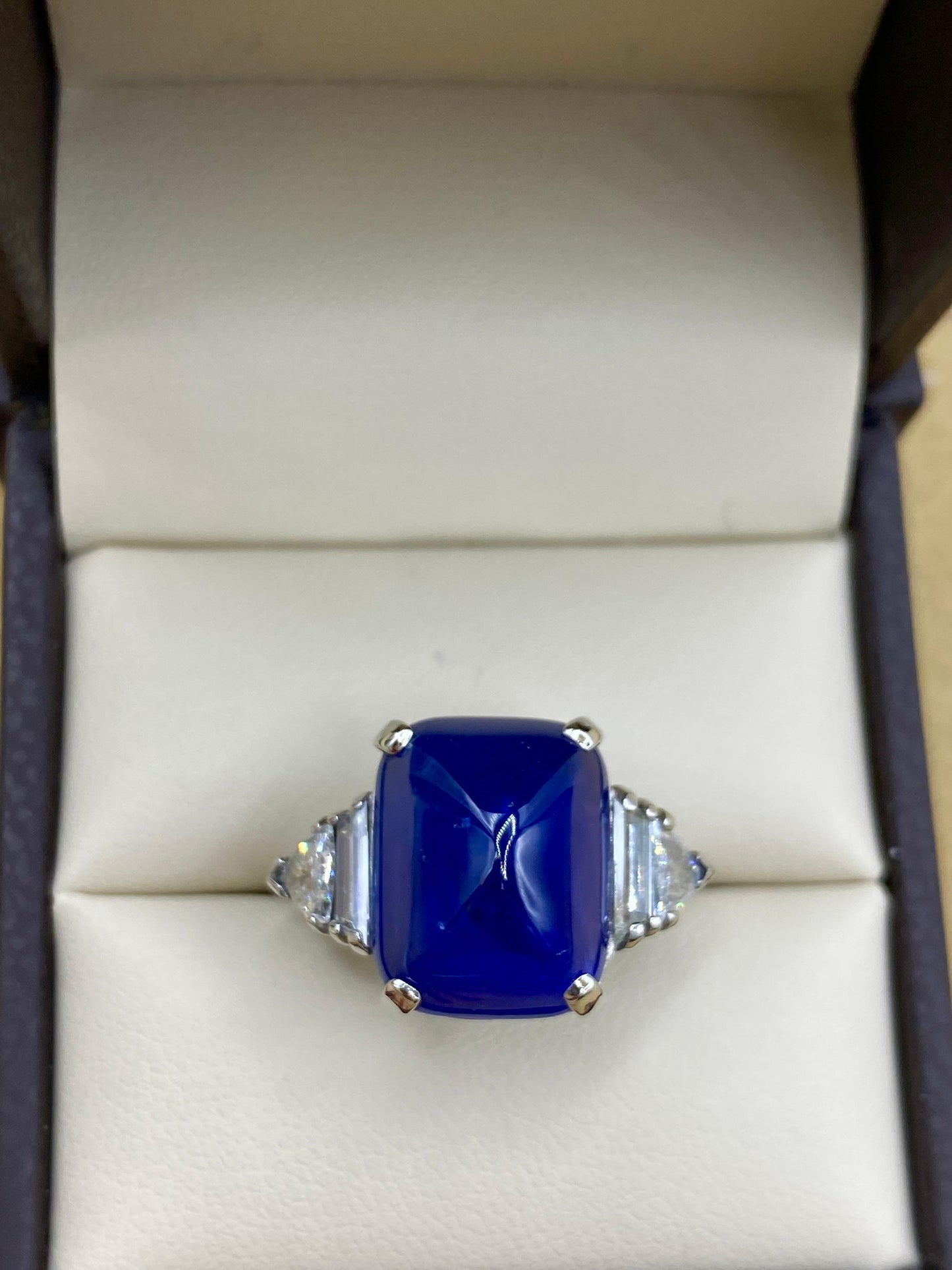 Emilio Jewelry AGL Certified 16.71 Carat Burma No Heat Sugar Loaf Sapphire Ring