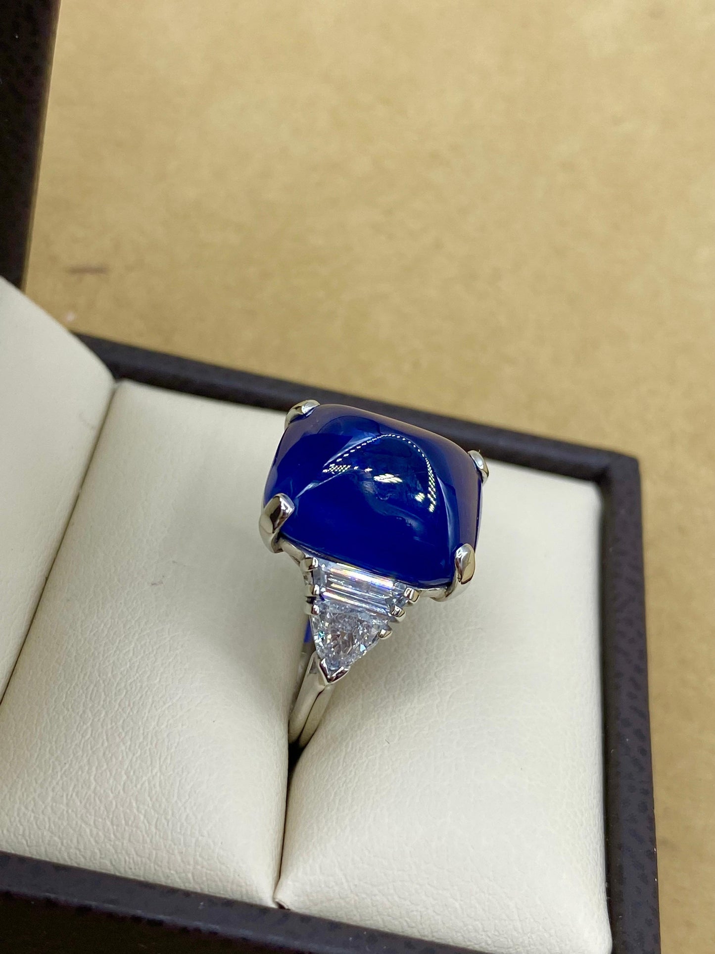 Emilio Jewelry AGL Certified 16.71 Carat Burma No Heat Sugar Loaf Sapphire Ring