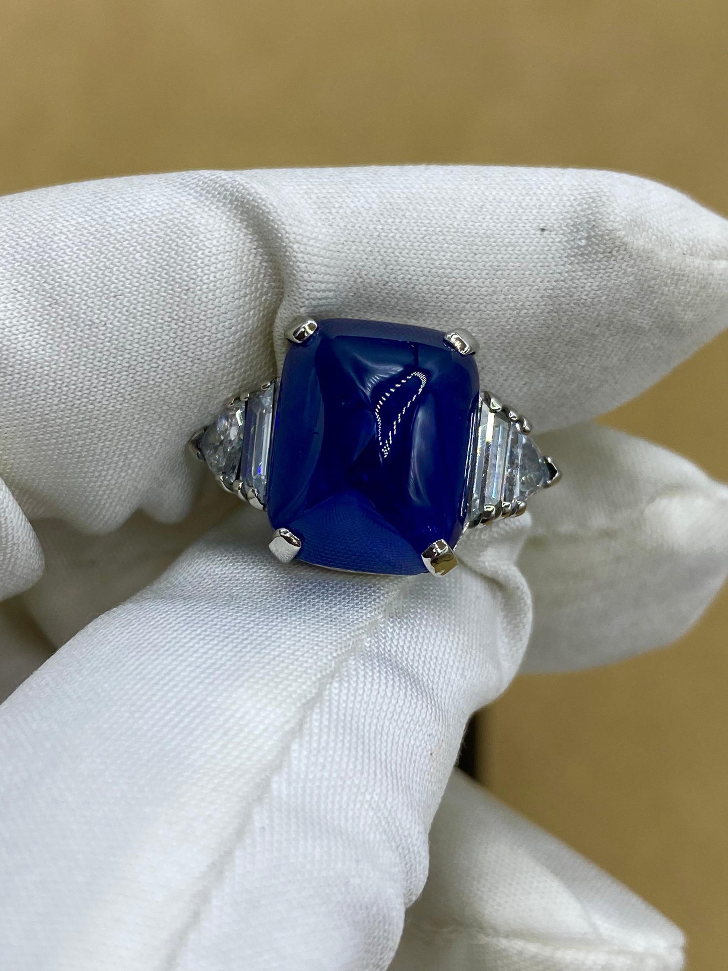 Emilio Jewelry AGL Certified 16.71 Carat Burma No Heat Sugar Loaf Sapphire Ring