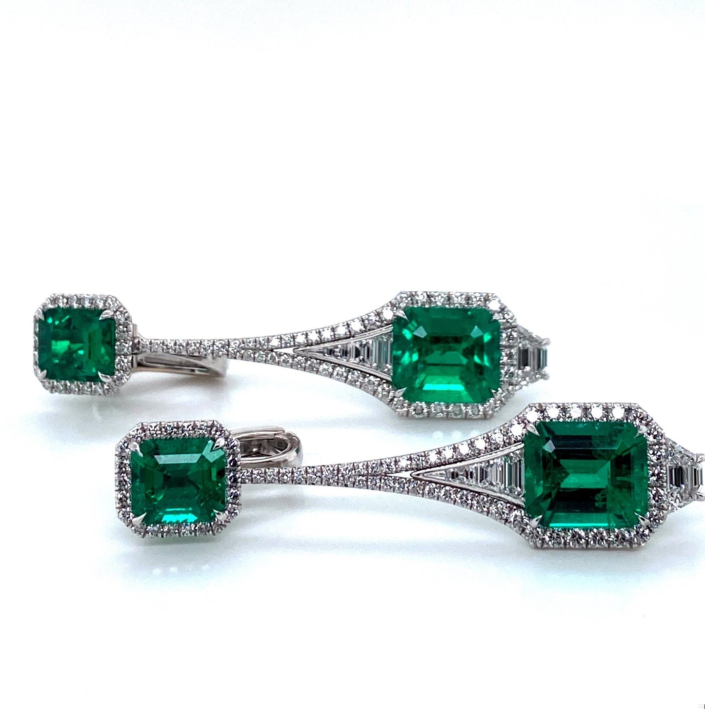 Emilio Jewelry Certified 12 Carat Colombian No Oil Muzo Vivid Green Earrings
