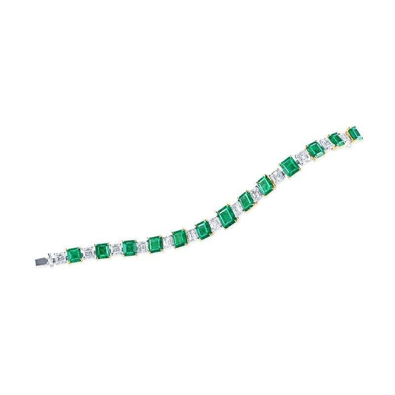 Emilio Jewelry Certified 15.00 Carat Muzo Green Natural Emerald Bracelet