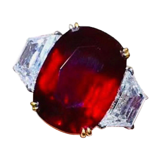 Emilio Jewelry Certified 15.00 Carat Untreated No Heat Ruby Ring