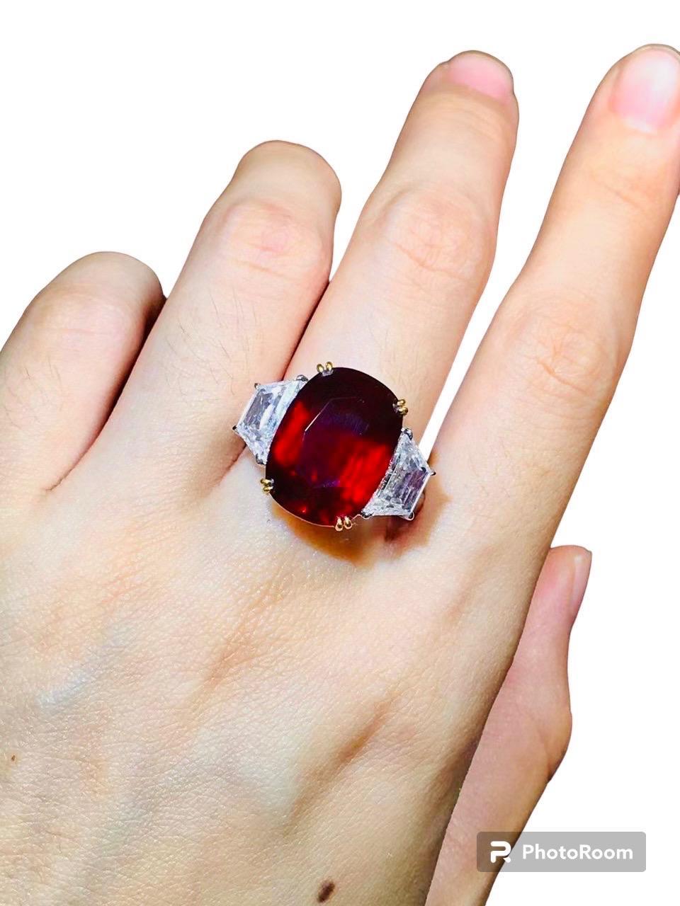 Emilio Jewelry Certified 15.00 Carat Untreated No Heat Ruby Ring