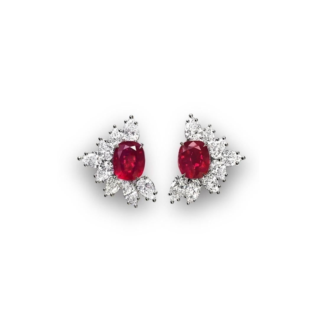 Emilio Jewelry Certified 16.00 Carat Burma No Heat Earrings