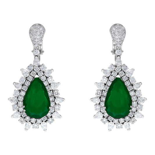 Emilio Jewelry Certified 17.00 Carat Colombian Muzo Vivid Green Emerald Earrings