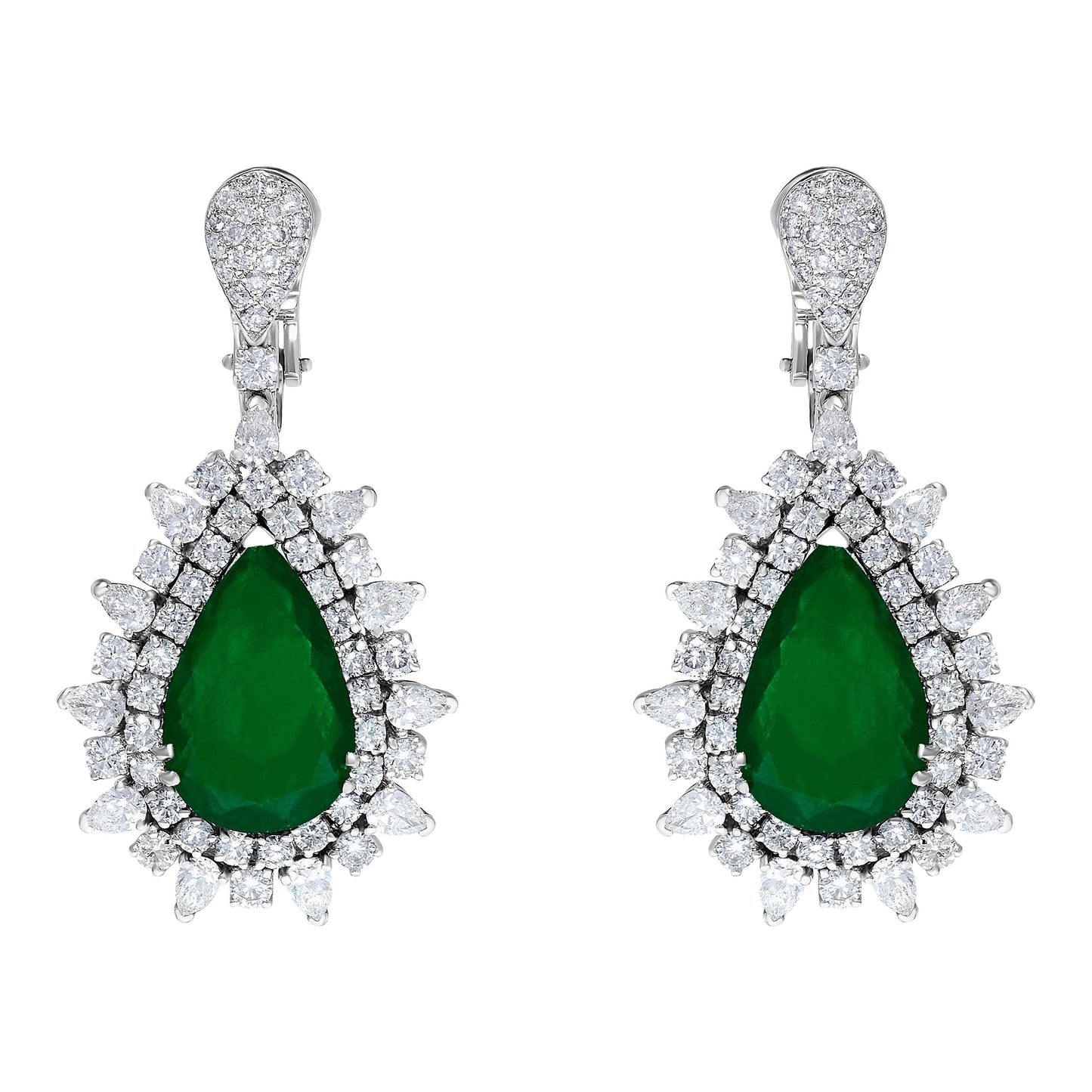 Emilio Jewelry Certified 17.00 Carat Colombian Muzo Vivid Green Emerald Earrings