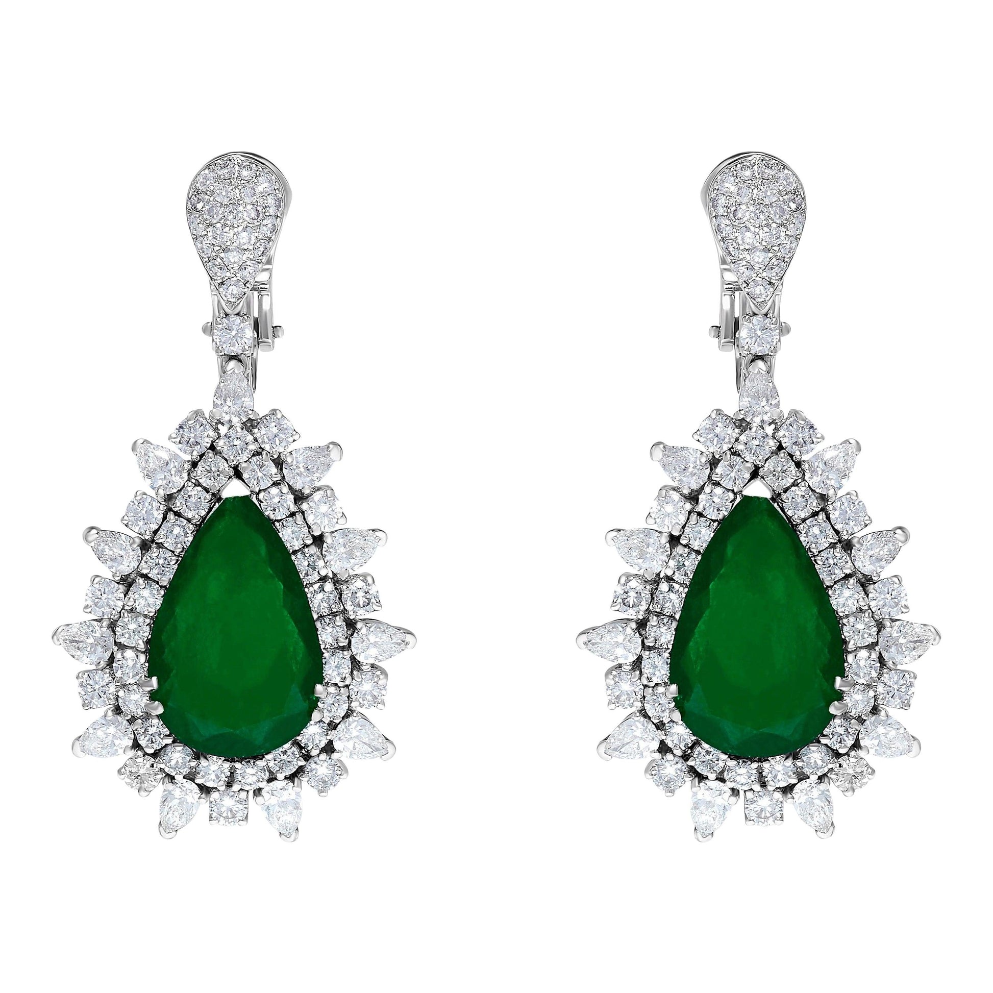 Emilio Jewelry Certified 17.00 Carat Colombian Muzo Vivid Green Emerald Earrings