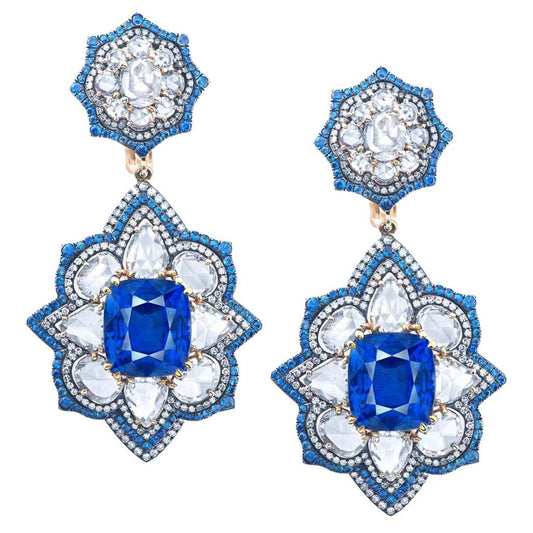 Emilio Jewelry Certified 21.00 Carat Untreated No Heat Sapphire Earring