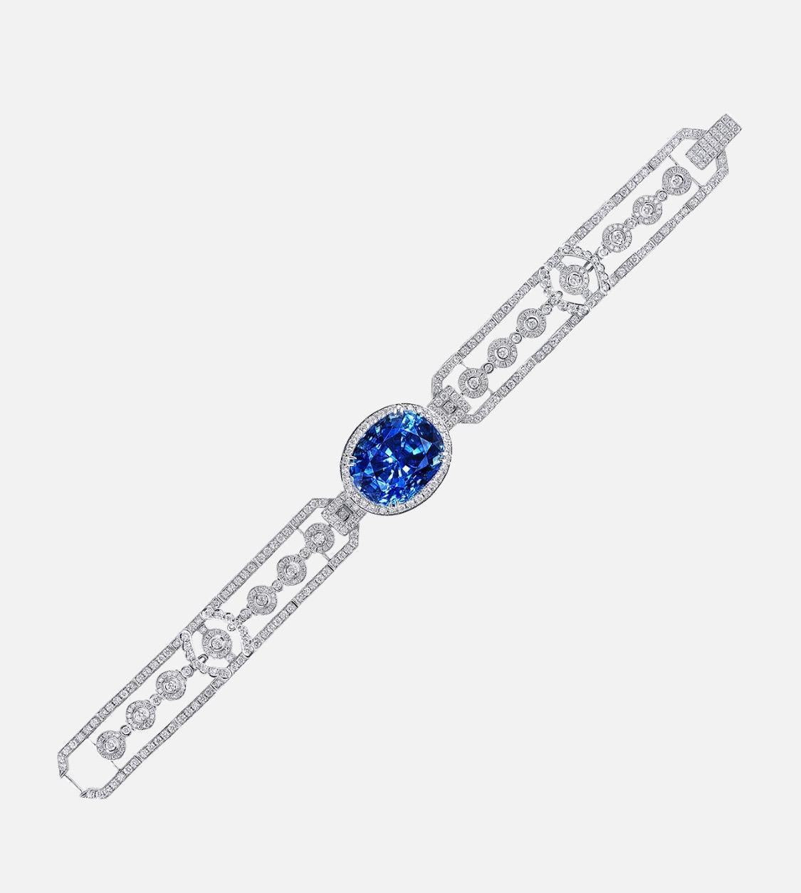 Emilio Jewelry Certified 23.00 Carat Untreated Sapphire Bracelet