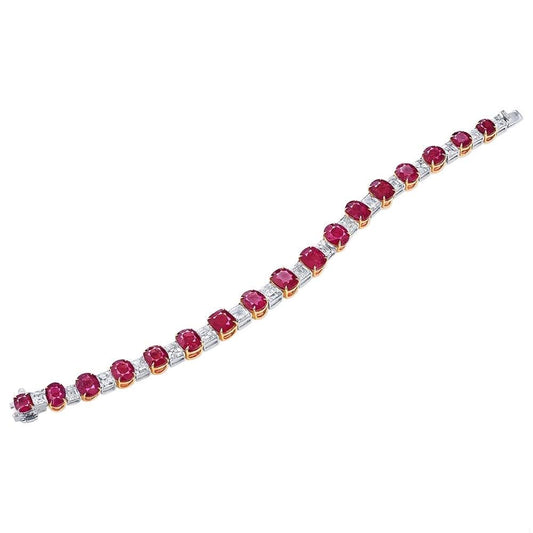 Emilio Jewelry Certified 27.00 Carat No Heat Pigeons Blood Burma Ruby Bracelet