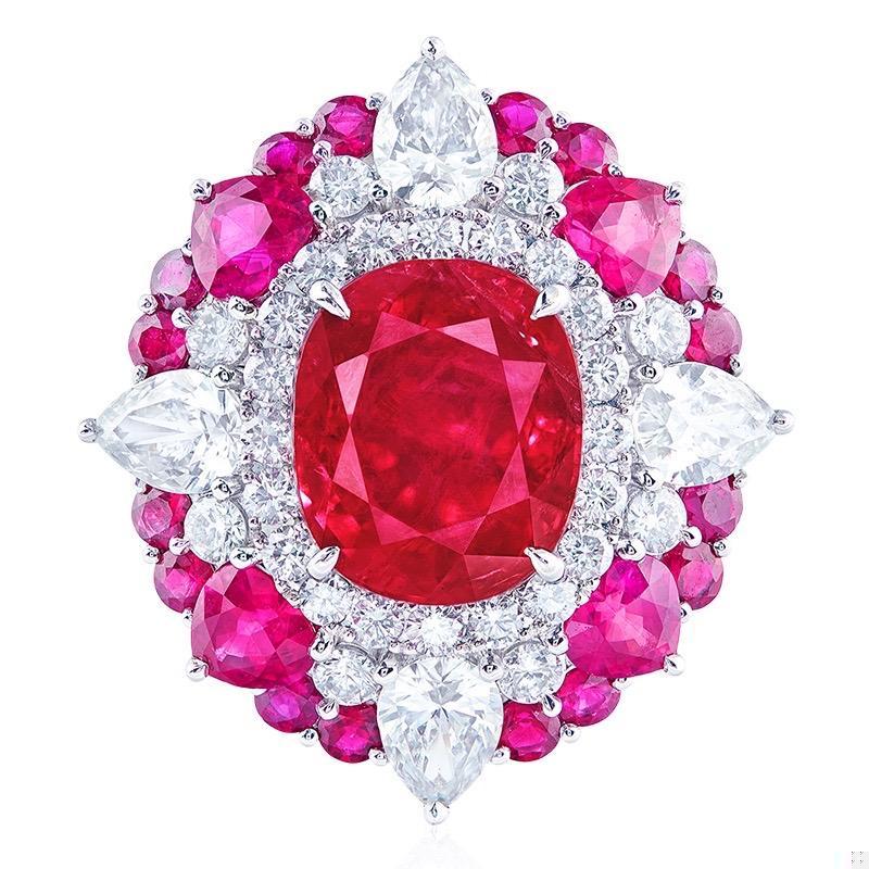 Emilio Jewelry Certified 5.00 Carat Untreated Pigeons Blood Vivid Red Burma Ruby
