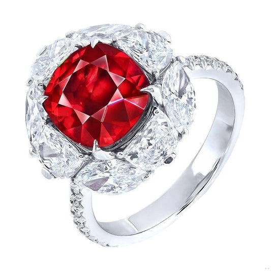 Emilio Jewelry Certified 5 Carat No Heat Vivid Red Ruby Ring