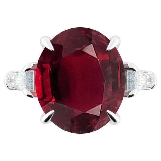 Emilio Jewelry Certified 6.90 Carat Ruby Diamond Ring