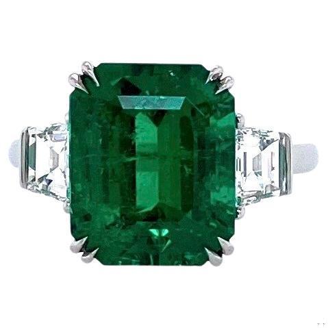 Emilio Jewelry Certified 7.15 Carat Muzo No Oil Colombian Emerald