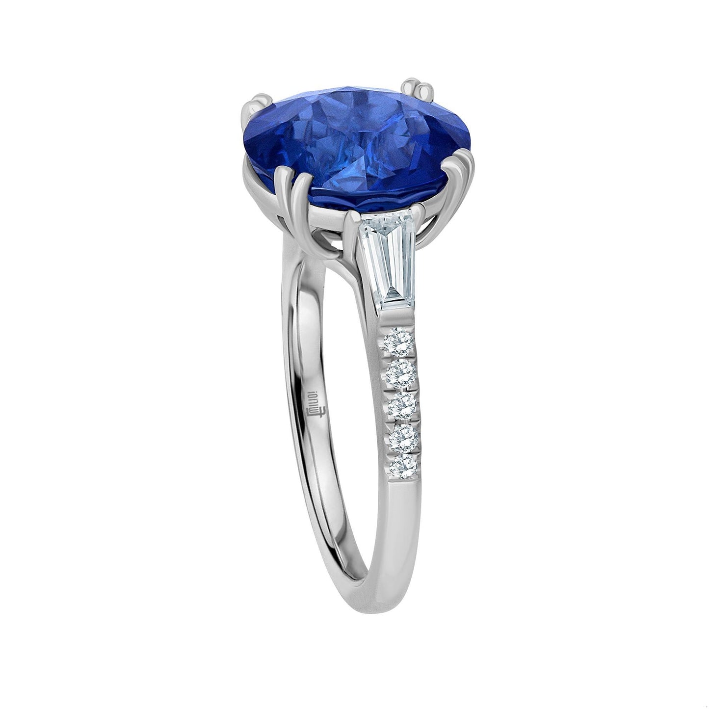 Emilio Jewelry Certified 7.46 Carat Round Sapphire Diamond Ring