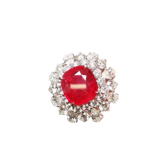 Emilio Jewelry Certified 7.89 Carat Untreated Burma Ruby Ring