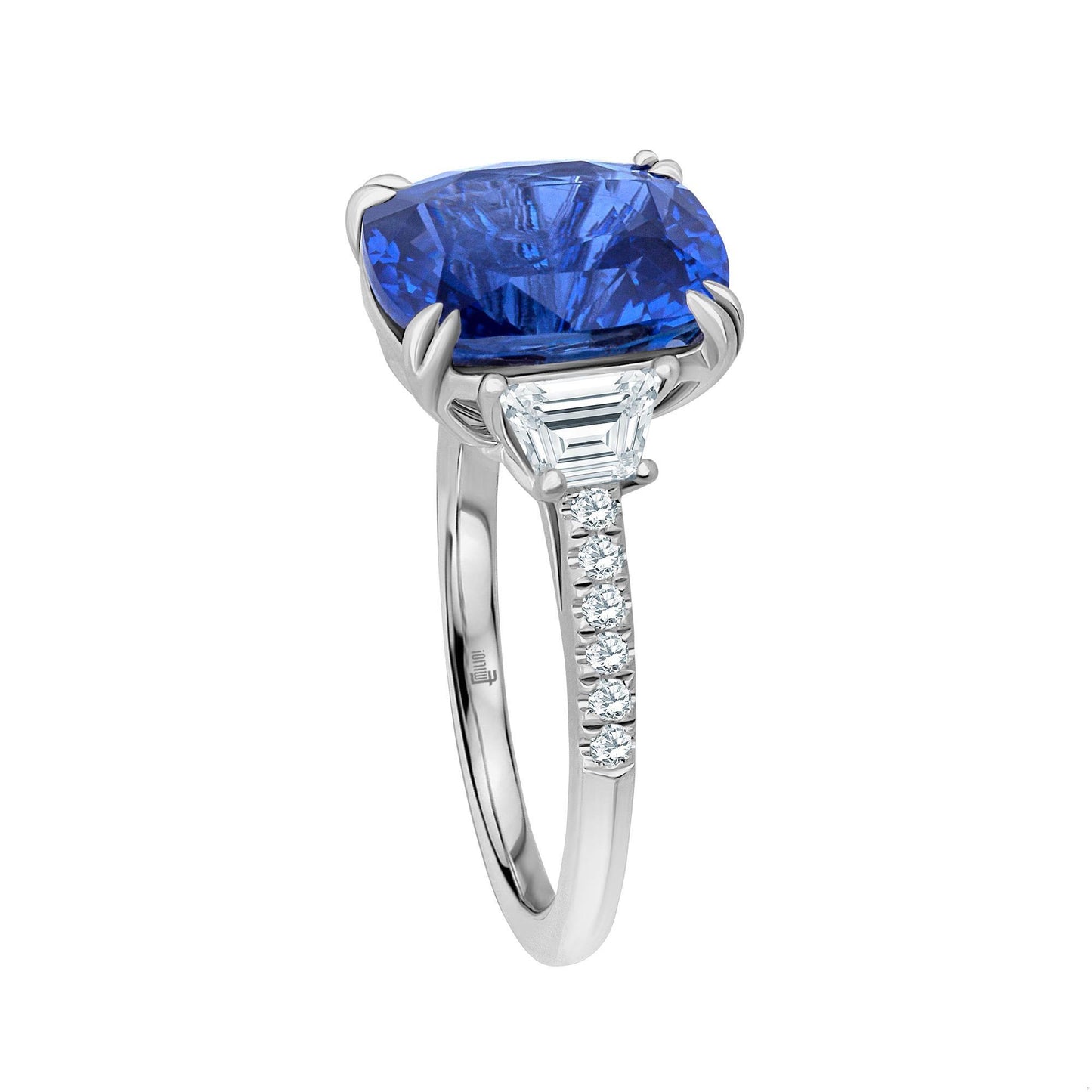 Emilio Jewelry Certified 8.54 Carat Cushion Sapphire Diamond Platinum Ring