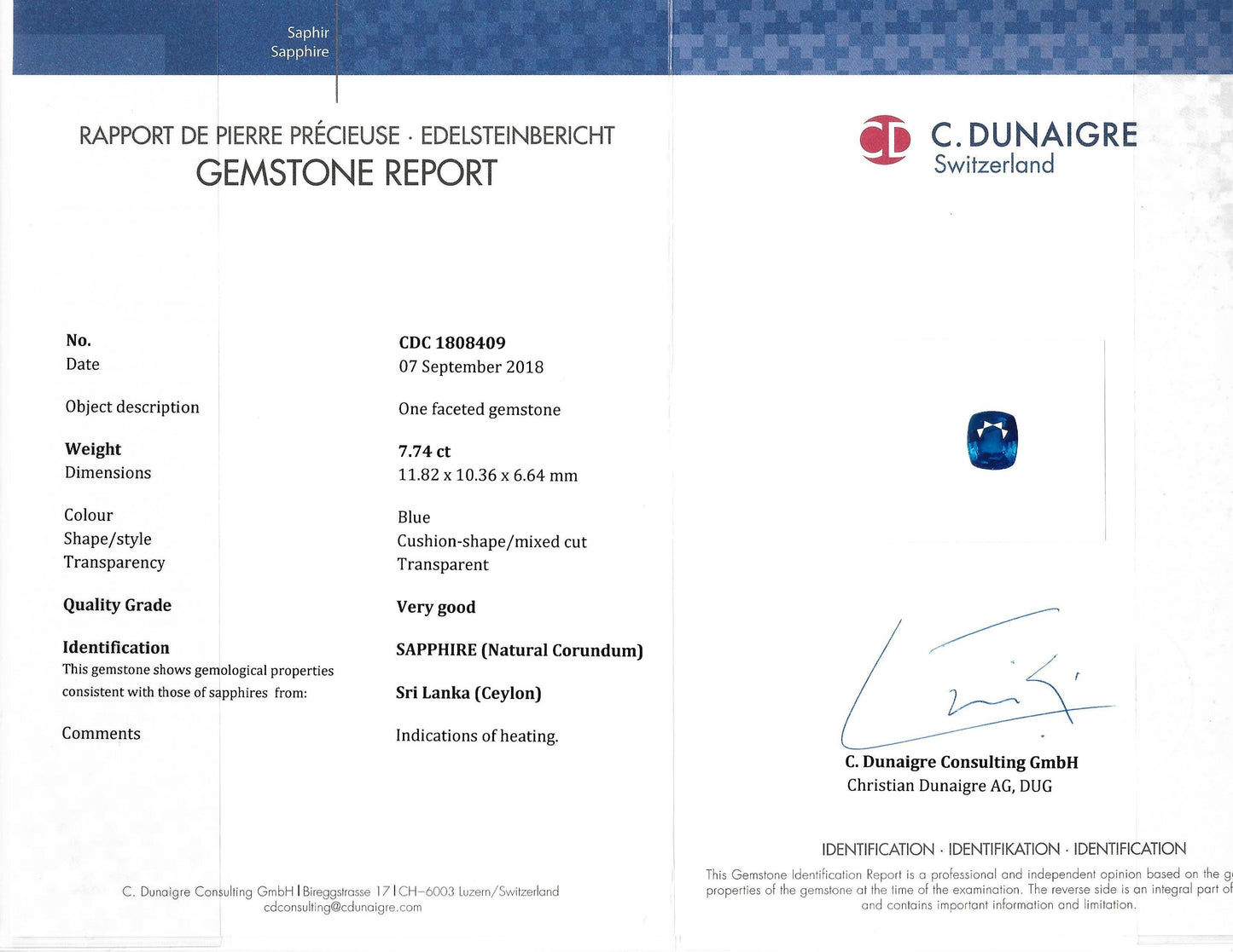 Emilio Jewelry Certified 8.54 Carat Cushion Sapphire Diamond Platinum Ring
