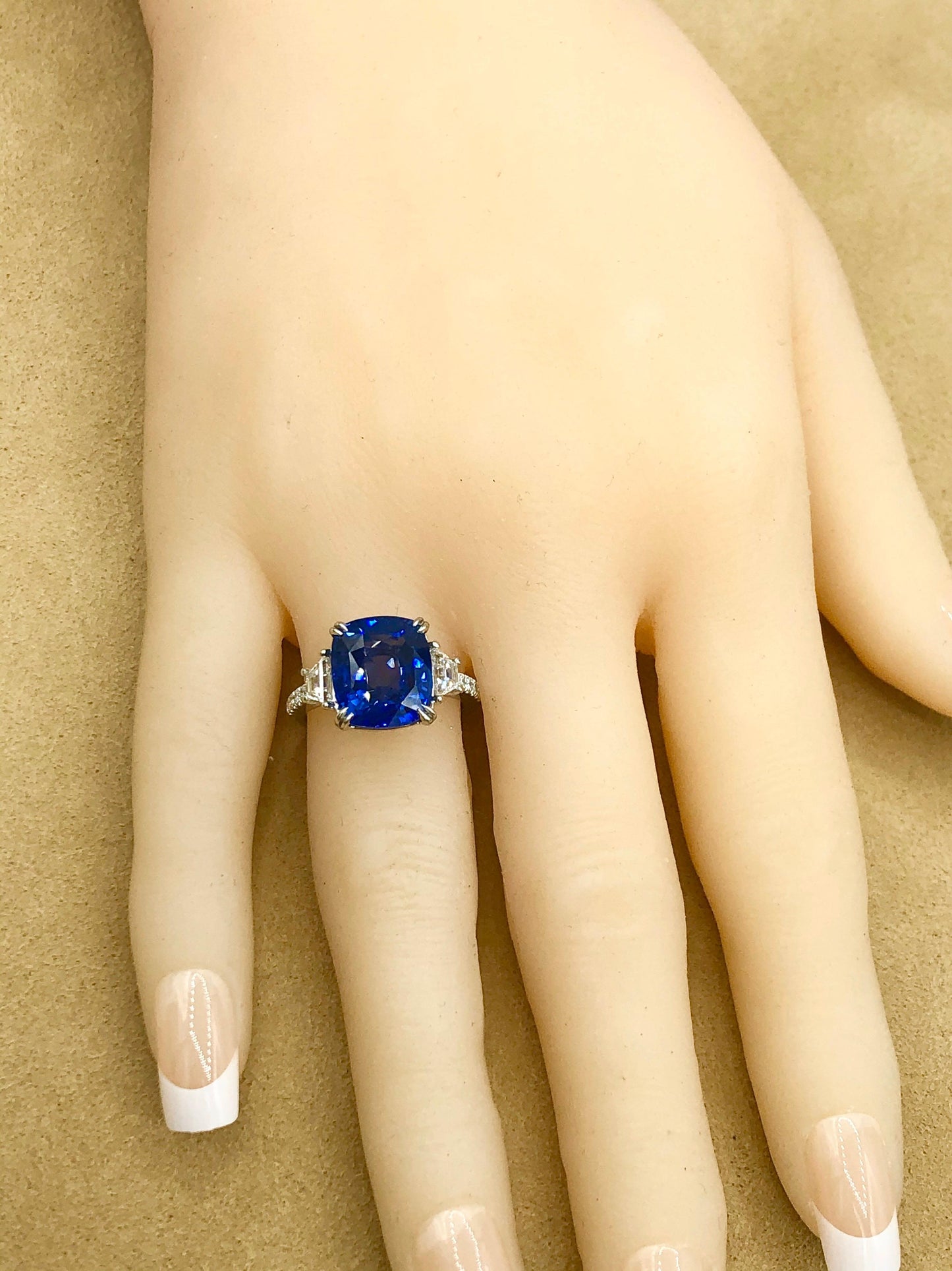 Emilio Jewelry Certified 8.54 Carat Cushion Sapphire Diamond Platinum Ring