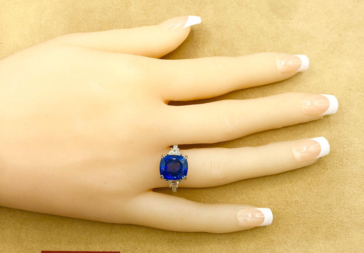 Emilio Jewelry Certified 8.54 Carat Cushion Sapphire Diamond Platinum Ring