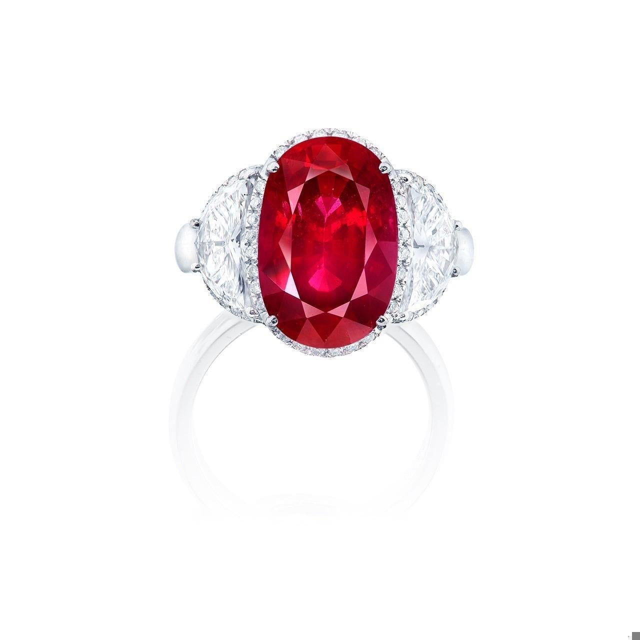 Emilio Jewelry Certified 8.80 Carat Burma No Heat Ruby