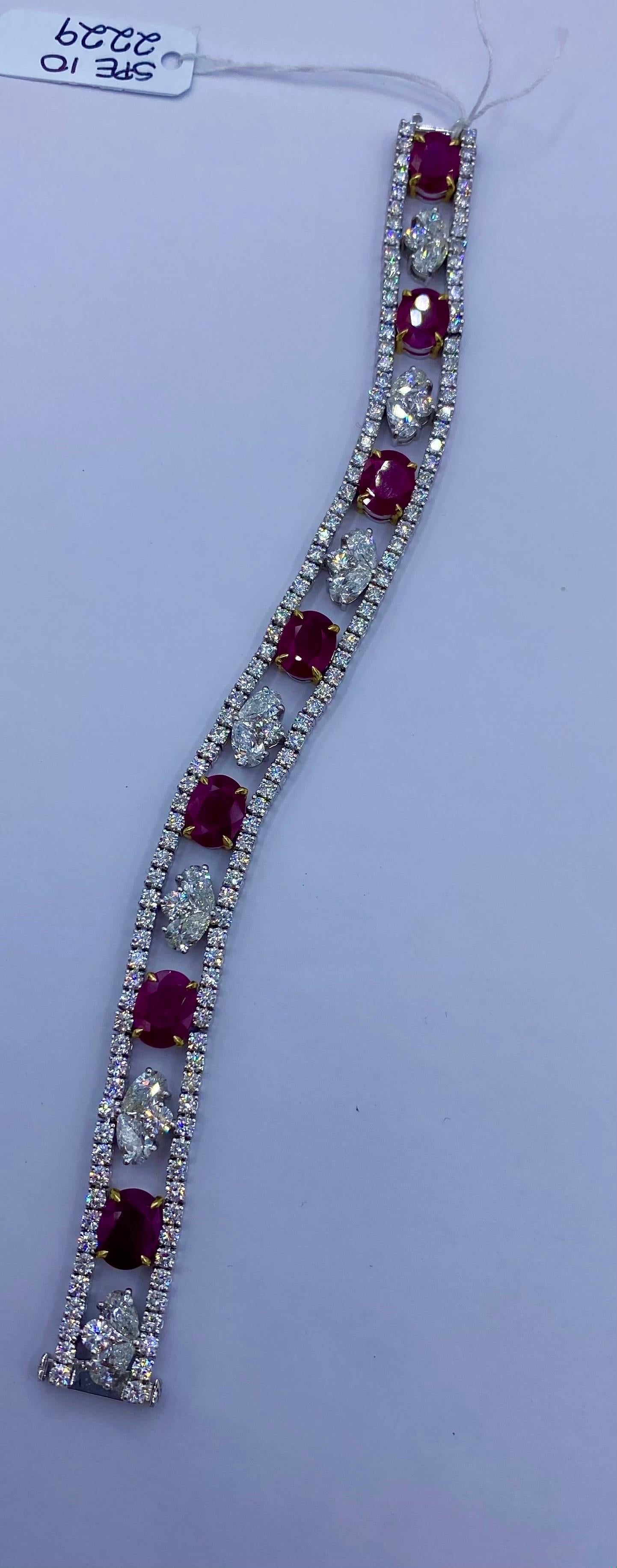 Emilio Jewelry Certified 95.00 Carat Burma Ruby Necklace And Bracelet Set