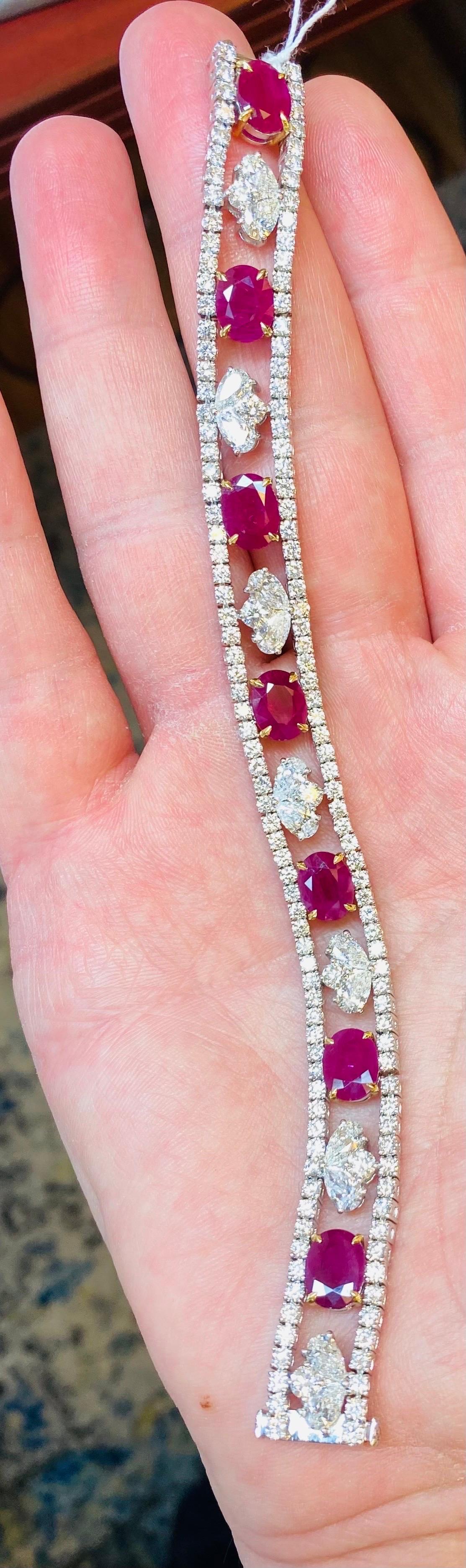 Emilio Jewelry Certified 95.00 Carat Burma Ruby Necklace And Bracelet Set
