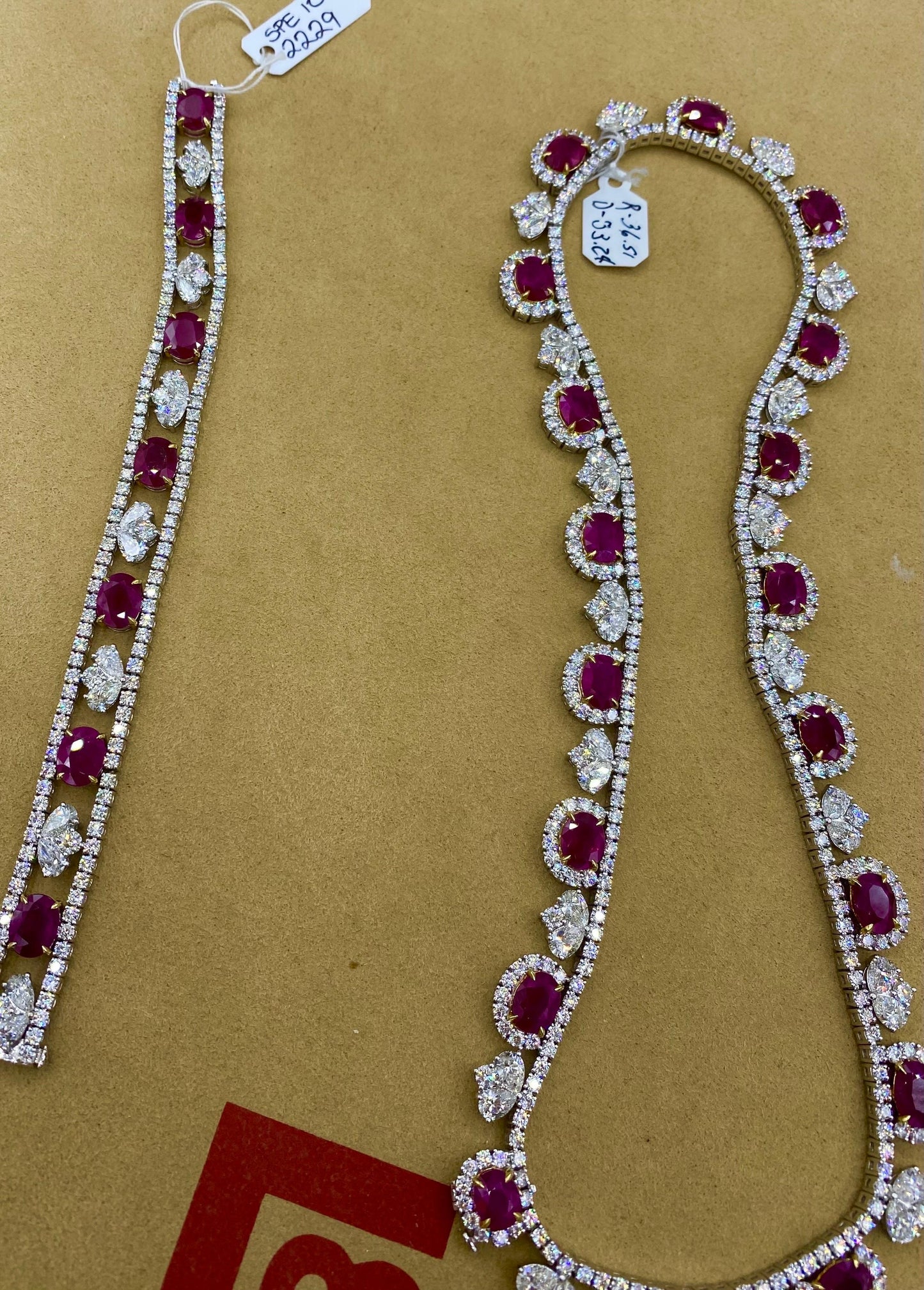 Emilio Jewelry Certified 95.00 Carat Burma Ruby Necklace And Bracelet Set