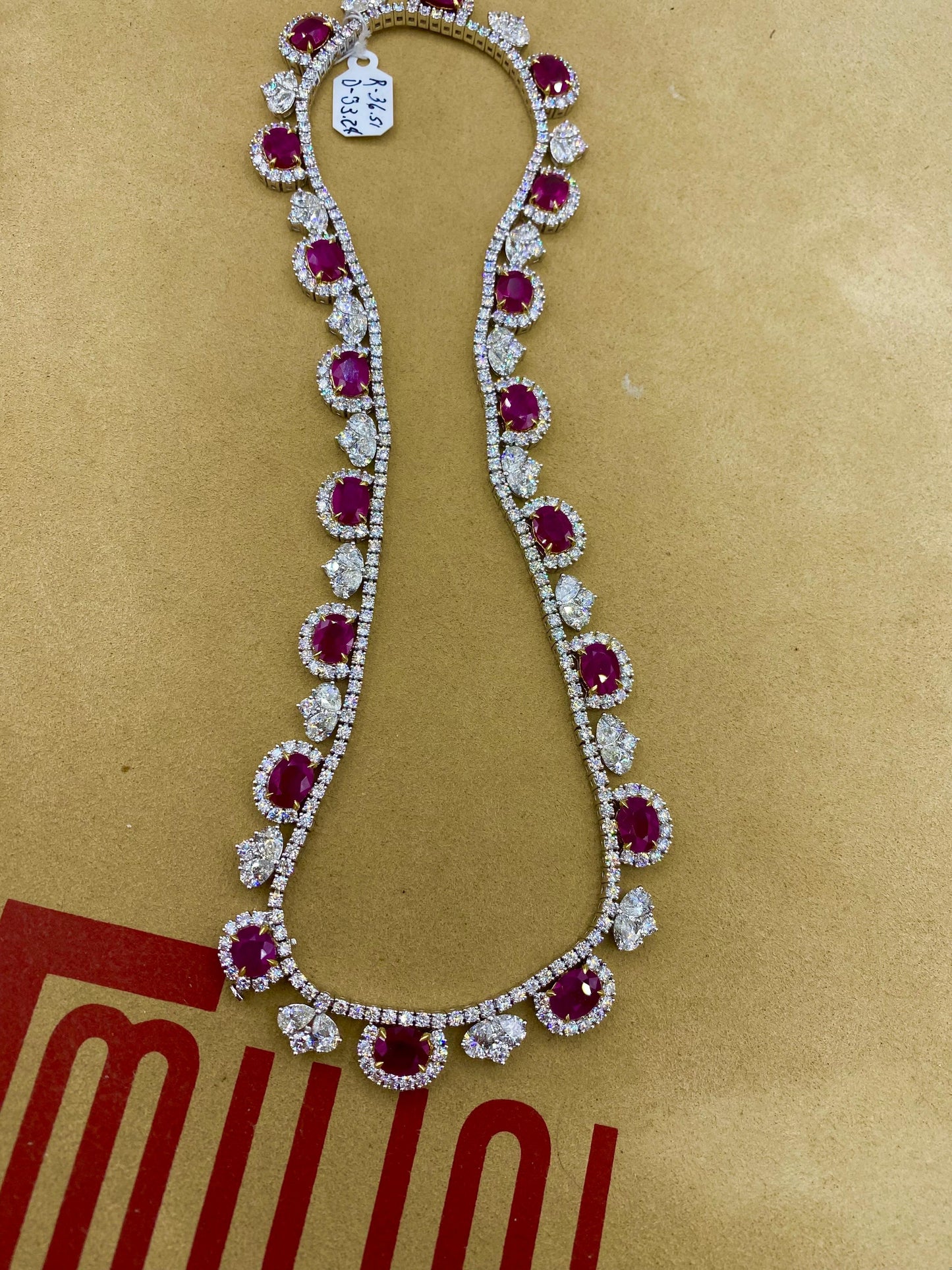 Emilio Jewelry Certified 95.00 Carat Burma Ruby Necklace And Bracelet Set