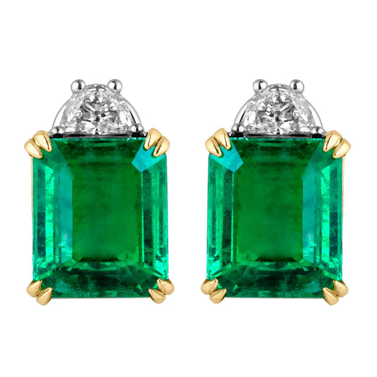 Emilio Jewelry Certified 9.65 Carat Genuine Emerald Diamond Platinum Earrings