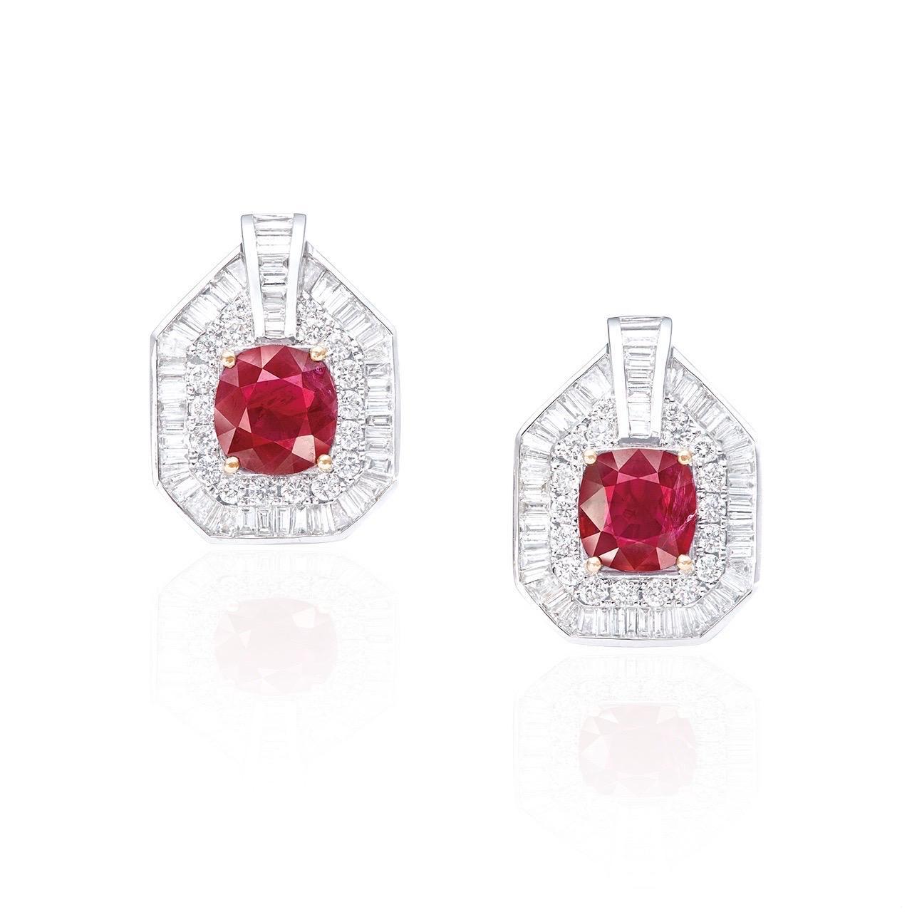 Emilio Jewelry Certified Burma No Heat Earrings