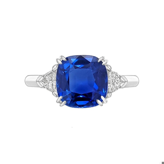 Emilio Jewelry Certified No Heat 6.70 Carat Cornflower Blue Sapphire Ring