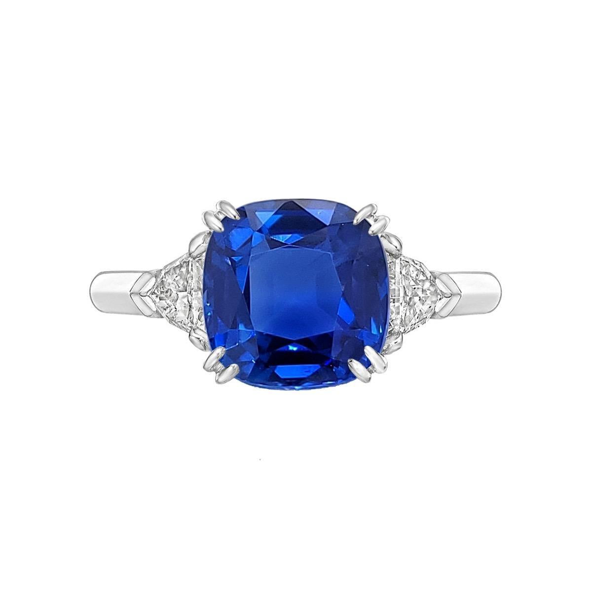 Emilio Jewelry Certified No Heat 6.70 Carat Cornflower Blue Sapphire Ring