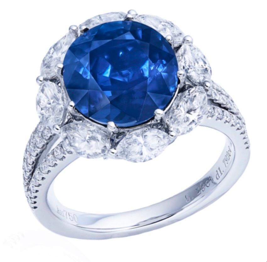 Emilio Jewelry Certified Unheated 5.00 Carat Sapphire Ring