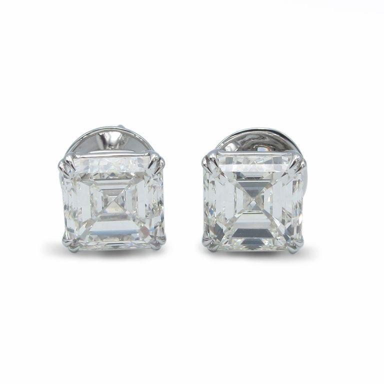 Emilio Jewelry GIA Certified 10.00 Carat Asscher Cut Diamond Studs