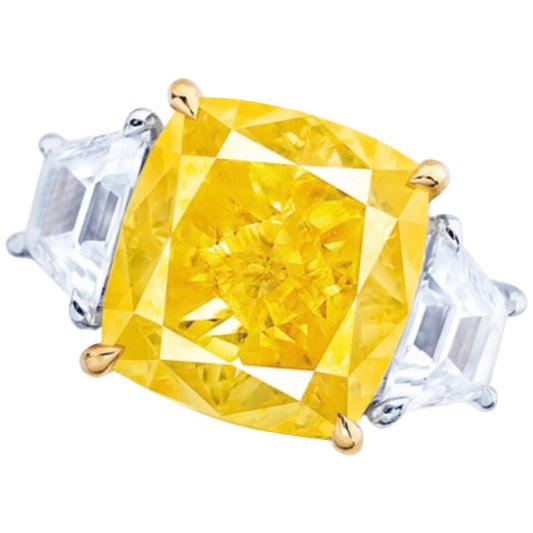 Emilio Jewelry GIA Certified 10.00 Carat Fancy Intense Yellow Diamond Ring