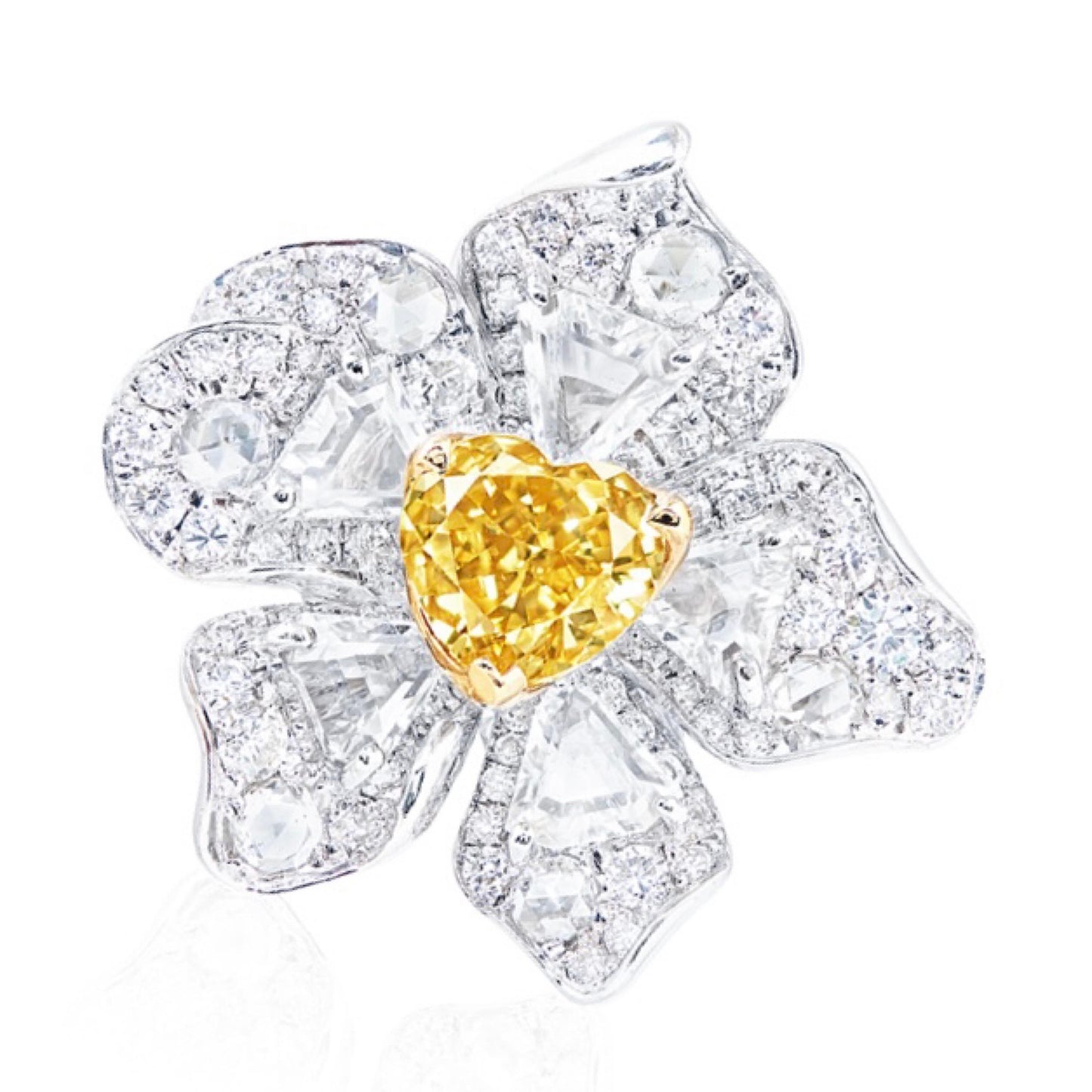 Emilio Jewelry GIA Certified 1.00 Carat Fancy Intense Heart Shape Diamond Ring